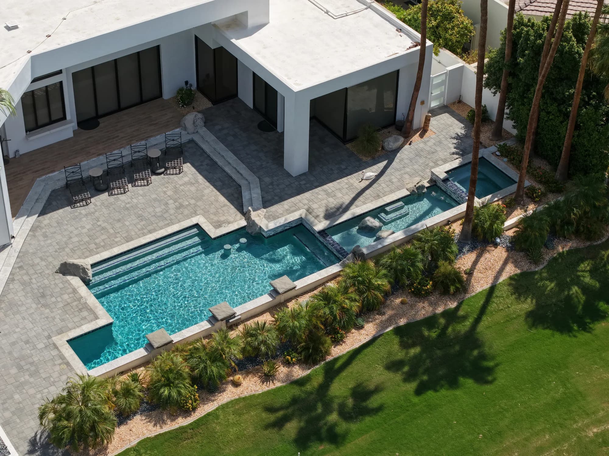 Custom swimming pool built by JB Pools in the Coachella Valley