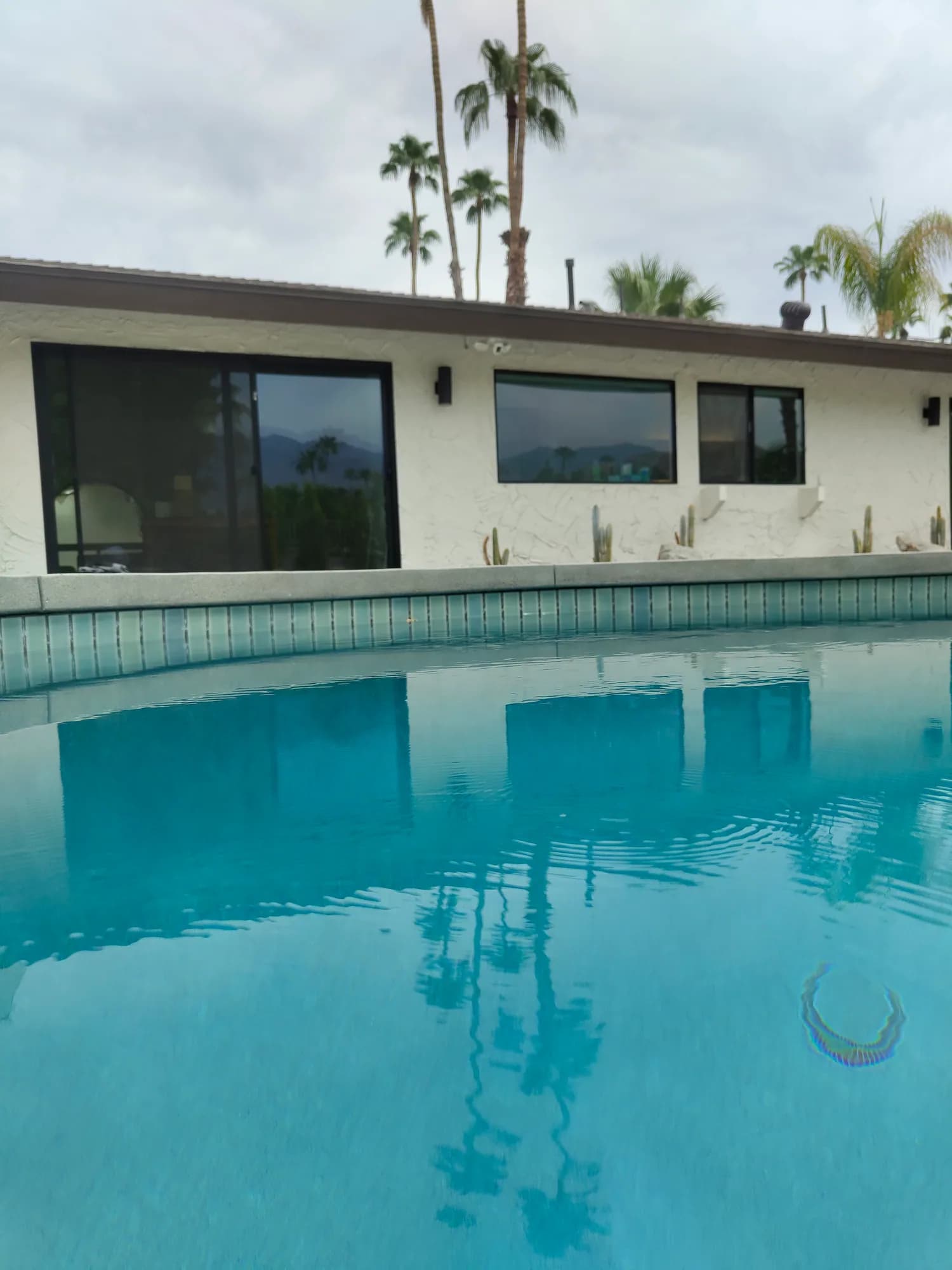 Pebble Beach pool with updated waterline tile and light decking by JB Pools