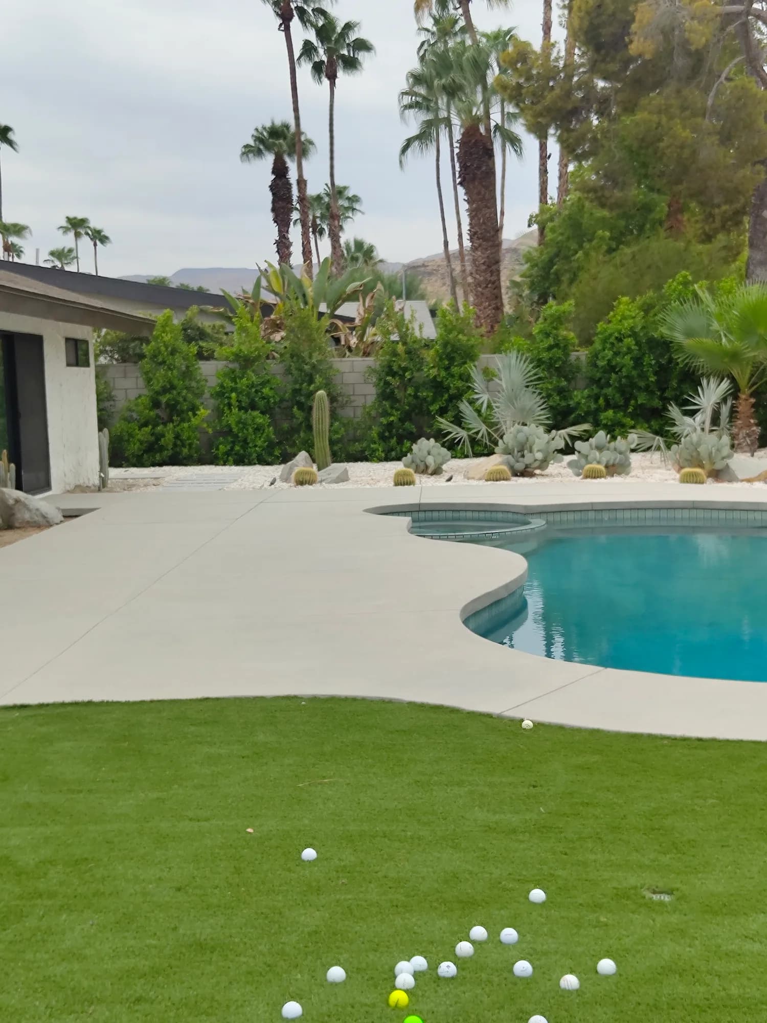 Updated pool and patio in a Coachella Valley backyard